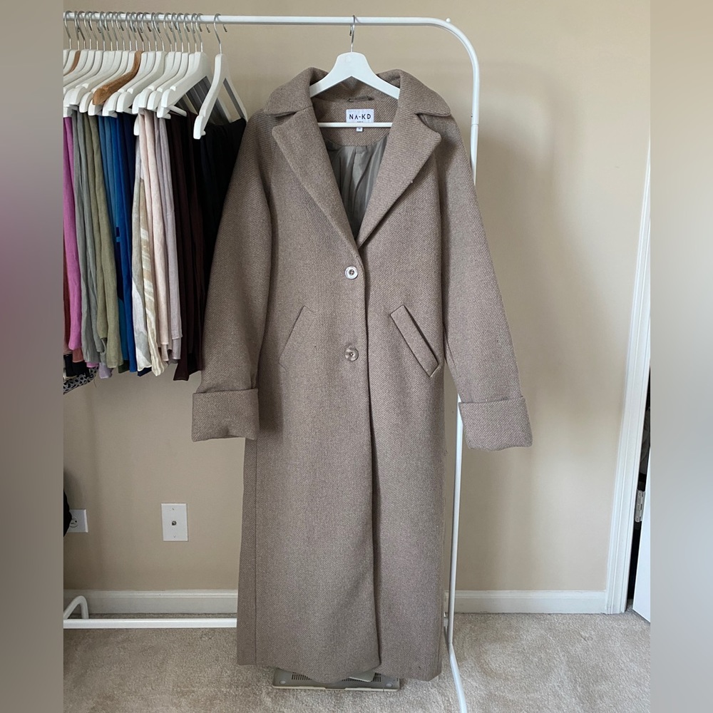 Long trench coat | NA-KD Fashion | taupe brown | size 34